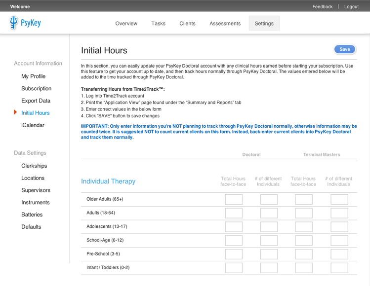 Track Clinical Hours for APPIC Match PsyKey Doctoral